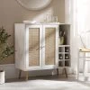 Frances Woven Rattan Drinks Cabinet, White -The Furniture Shop FT CAB 02 WHITE main