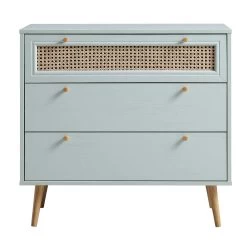 Anya Woven Rattan Chest Of 3 Drawer In Mint Colour -The Furniture Shop FT COD 001 SAGE WB1