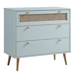 Anya Woven Rattan Chest Of 3 Drawer In Mint Colour -The Furniture Shop FT COD 001 SAGE WB2