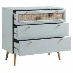 Anya Woven Rattan Chest Of 3 Drawer In Mint Colour -The Furniture Shop FT COD 001 SAGE WB3