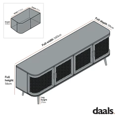 Izzy Curved Rattan 160cm Wide TV Unit, Natural -The Furniture Shop FT CurvedRange FT LGTV 04