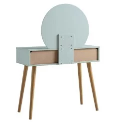 Frances Woven Rattan Dressing Table With Mirror, Mint -The Furniture Shop FT DRTA 01 SAGE WB5