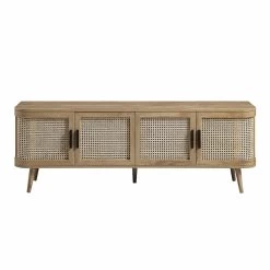 Izzy Curved Rattan 160cm Wide TV Unit, Natural -The Furniture Shop FT LGTV 04 NAT WB1
