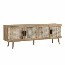 Izzy Curved Rattan 160cm Wide TV Unit, Natural -The Furniture Shop FT LGTV 04 NAT WB4