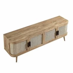 Izzy Curved Rattan 160cm Wide TV Unit, Natural -The Furniture Shop FT LGTV 04 NAT WB6