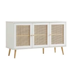 Frances Woven Rattan 3-Door Sideboard, White -The Furniture Shop FT SB 001 WHITE WB2