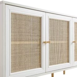 Frances Woven Rattan 3-Door Sideboard, White -The Furniture Shop FT SB 001 WHITE detail1