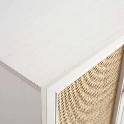 Frances Woven Rattan 3-Door Sideboard, White -The Furniture Shop FT SB 001 WHITE detail2