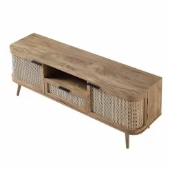 Izzy Curved Rattan 150cm TV Unit, Natural -The Furniture Shop FT TV 03 NAT WB5