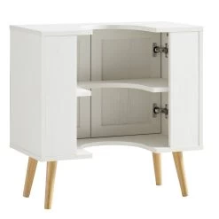 Frances Woven Rattan 2-Door Bathroom Undersink Unit, White -The Furniture Shop FT UDS 01 WHITE WB4