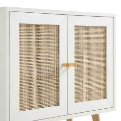 Frances Woven Rattan 2-Door Bathroom Undersink Unit, White -The Furniture Shop FT UDS 01 WHITE detail2