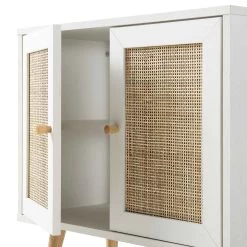 Frances Woven Rattan 2-Door Bathroom Undersink Unit, White -The Furniture Shop FT UDS 01 WHITE detail3