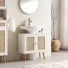 Frances Woven Rattan 2-Door Bathroom Undersink Unit, White 2 Frances Woven Rattan 2-Door Bathroom Undersink Unit, White -The Furniture Shop FT UDS 01 WHITE main