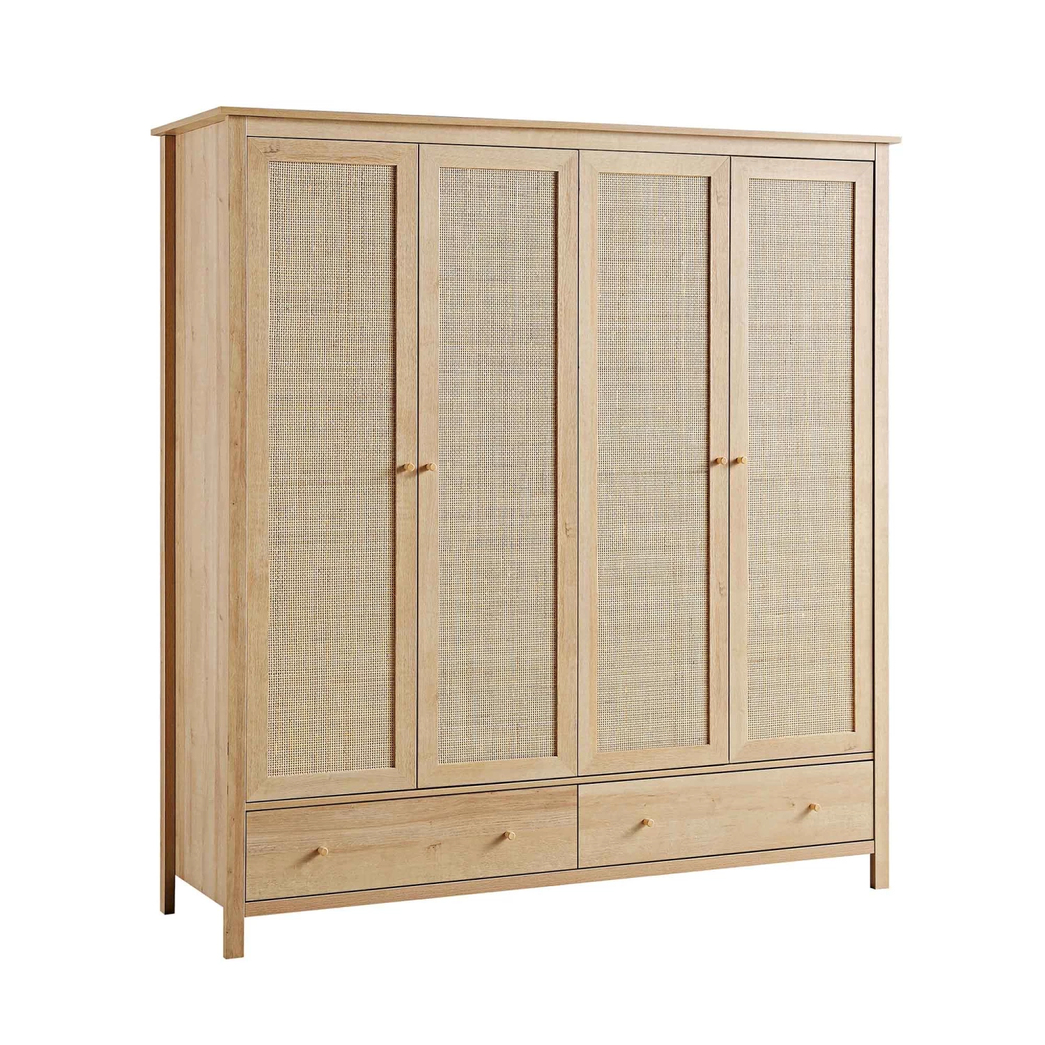 Frances Rattan 4-Door Wardrobe With 2 Drawers, Natural 8 Frances Rattan 4-Door Wardrobe With 2 Drawers, Natural - Image 6