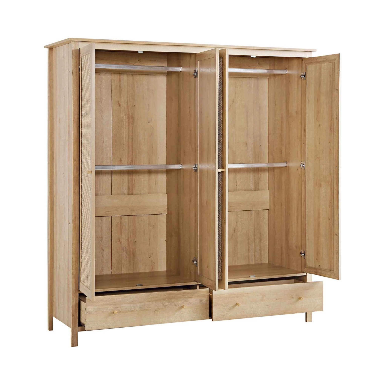Frances Rattan 4-Door Wardrobe With 2 Drawers, Natural 9 Frances Rattan 4-Door Wardrobe With 2 Drawers, Natural - Image 7