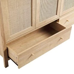 Frances Rattan 4-Door Wardrobe With 2 Drawers, Natural 23 Frances Rattan 4-Door Wardrobe With 2 Drawers, Natural -The Furniture Shop FT WARD 04 NAT detail1