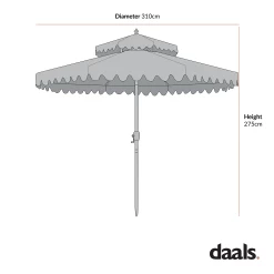 Fabienne Sage Green And White Striped 3M Double Top Crank And Tilt Parasol -The Furniture Shop FabienneParasolDimDrawing 1 64a9e1ea 0c86 41aa 8021 4bfcfa1c0619