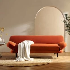 Solna 2-Seater Sofa Bed, Rust Velvet -The Furniture Shop GCSF 2277 RUST VEL scene1