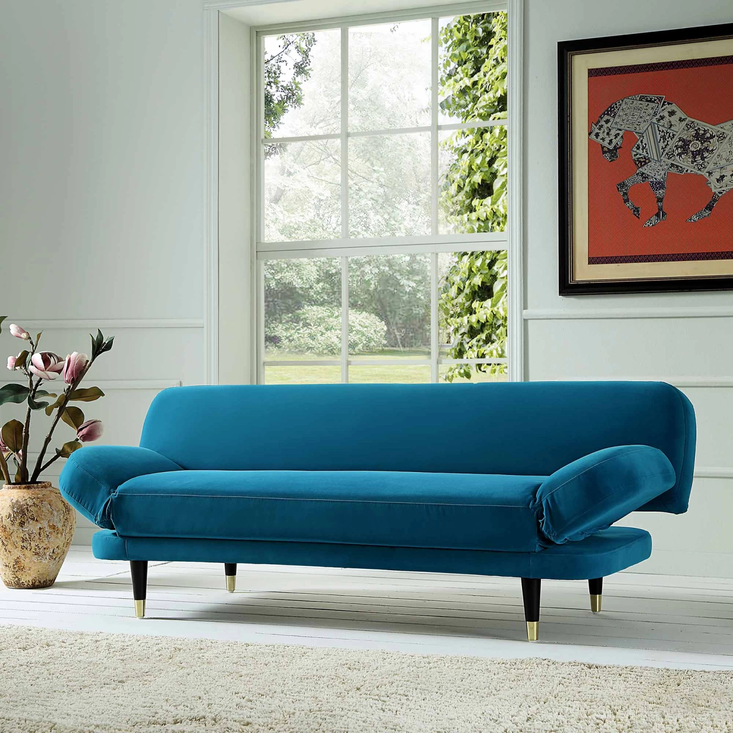 Solna 2-Seater Sofa Bed, Teal Velvet 3 Solna 2-Seater Sofa Bed, Teal Velvet