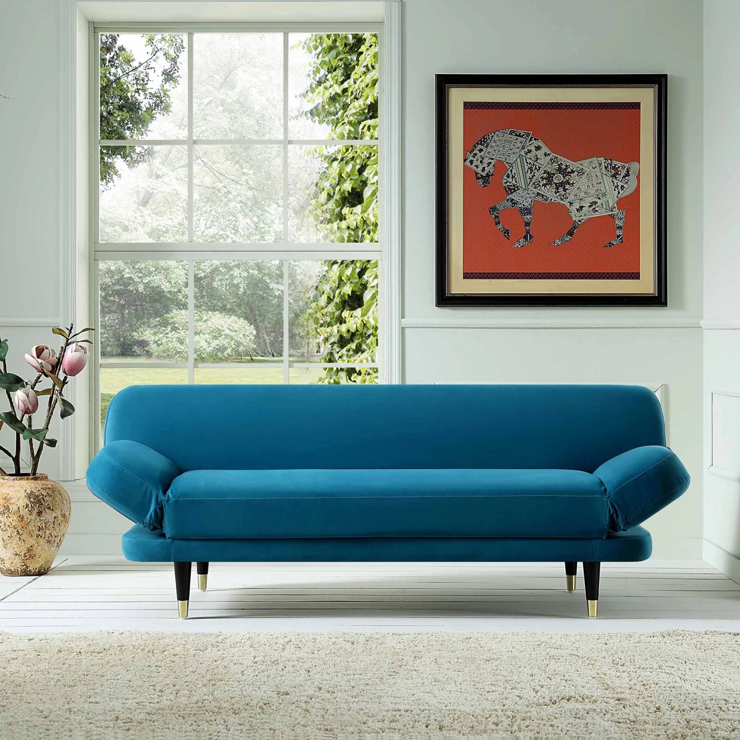 Solna 2-Seater Sofa Bed, Teal Velvet 4 Solna 2-Seater Sofa Bed, Teal Velvet - Image 2