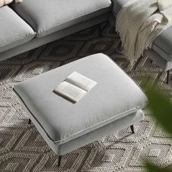 Obriel Grey Marl Fabric Footstool -The Furniture Shop GCSF 2299 GREY FAB STOOL scene2