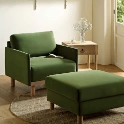 Timber Fern Green Velvet Armchair -The Furniture Shop GCSF 2348 MOSS VEL 1ST scene2