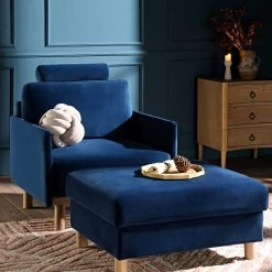 Timber Navy Blue Velvet Armchair 16 Timber Navy Blue Velvet Armchair -The Furniture Shop GCSF 2348 NAVY VEL 1ST scene2
