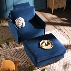 Timber Navy Blue Velvet Armchair 17 Timber Navy Blue Velvet Armchair -The Furniture Shop GCSF 2348 NAVY VEL 1ST scene3