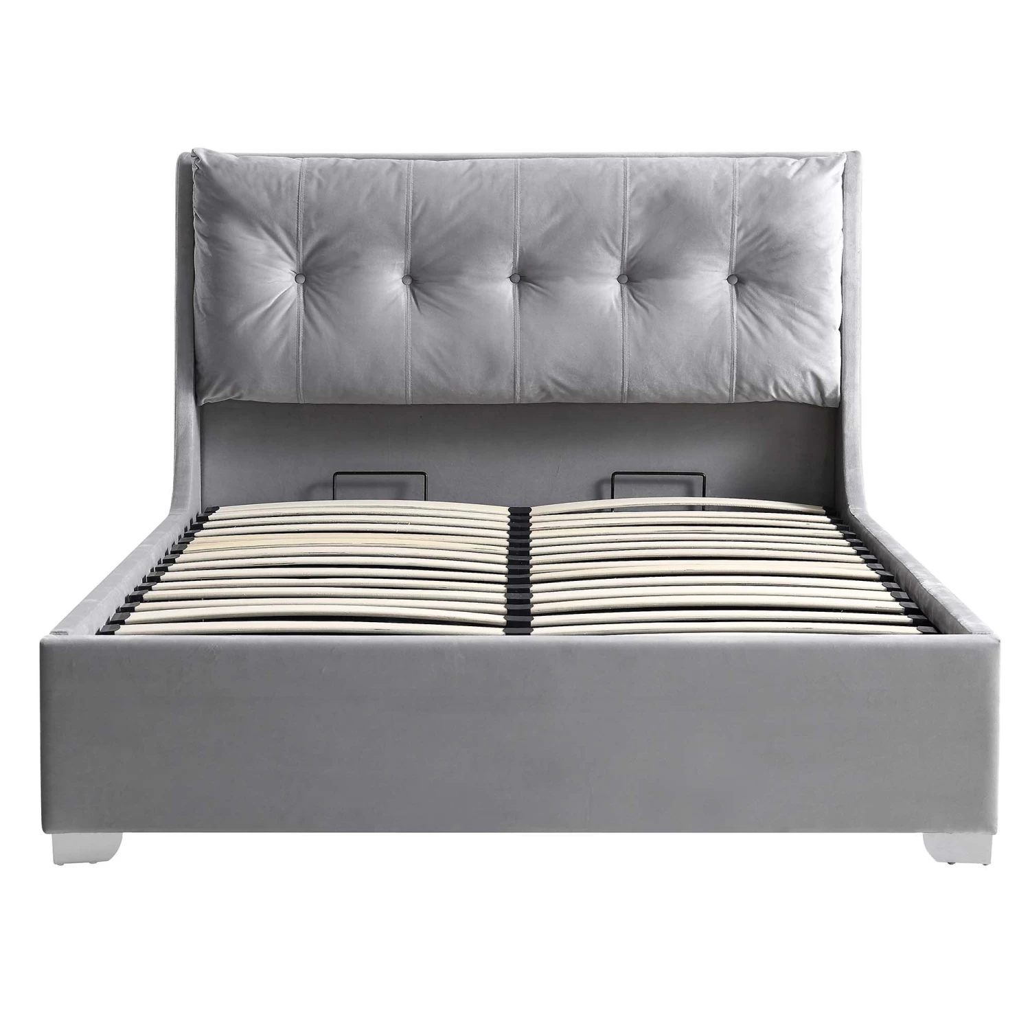 Hadley Grey Velvet Ottoman Storage Bed 5 Hadley Grey Velvet Ottoman Storage Bed - Image 3