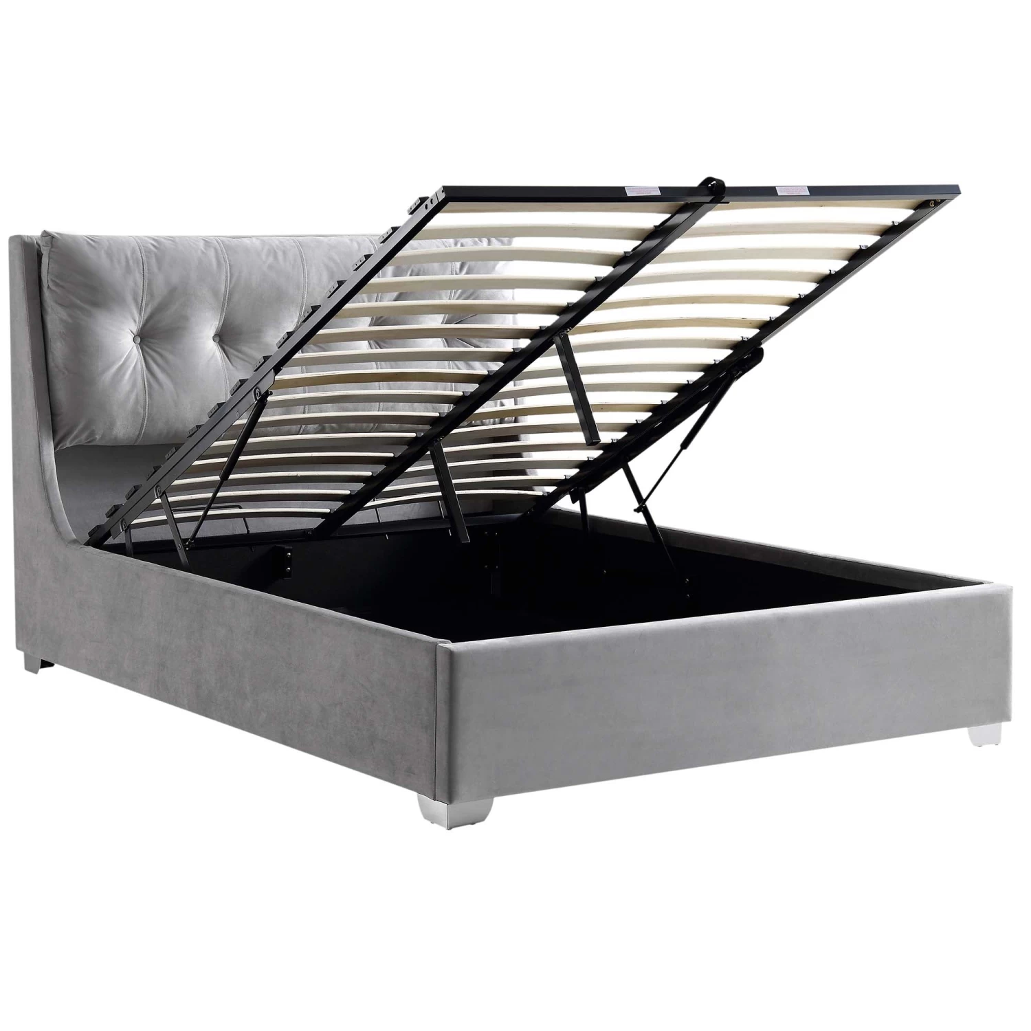 Hadley Grey Velvet Ottoman Storage Bed 6 Hadley Grey Velvet Ottoman Storage Bed - Image 4