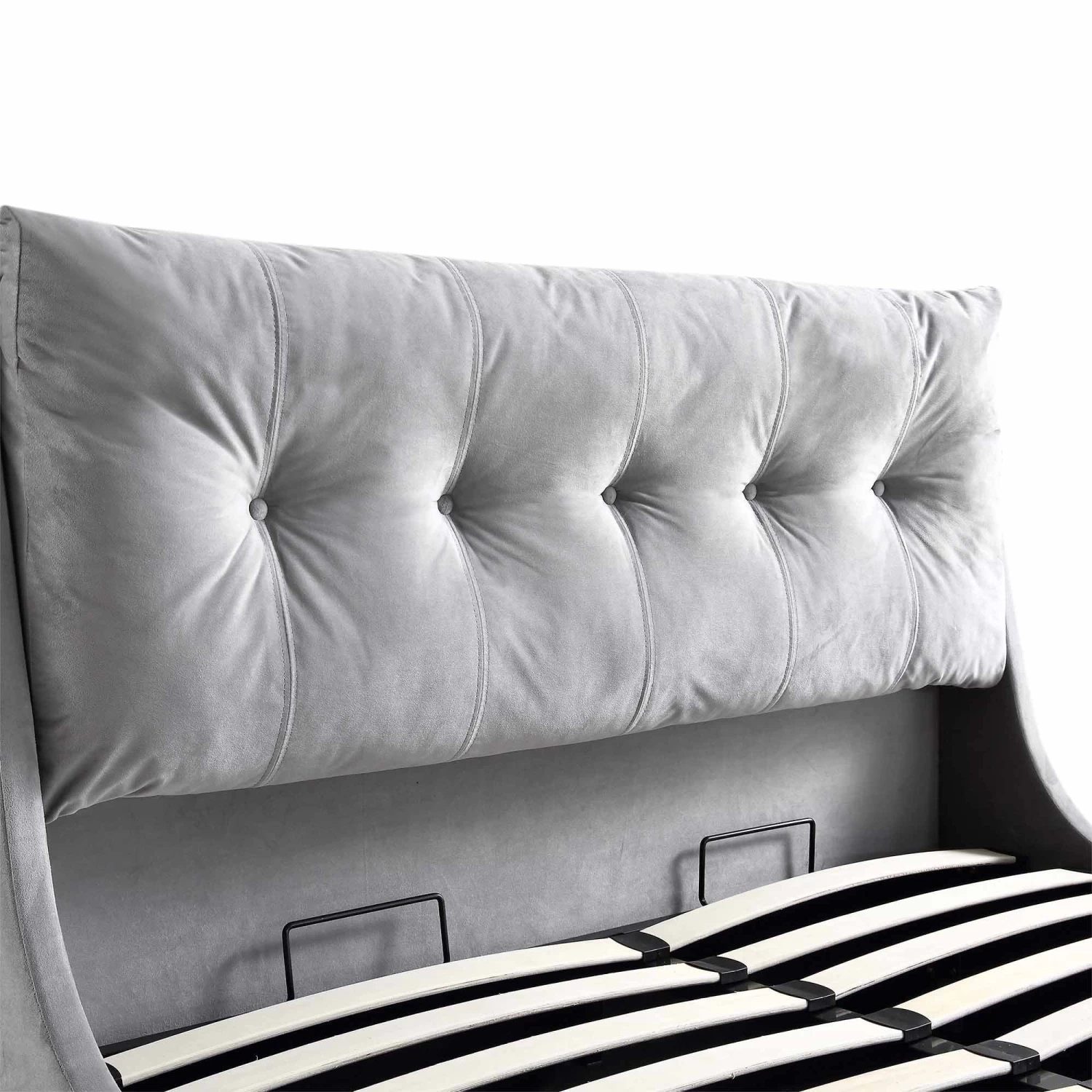 Hadley Grey Velvet Ottoman Storage Bed 9 Hadley Grey Velvet Ottoman Storage Bed - Image 7