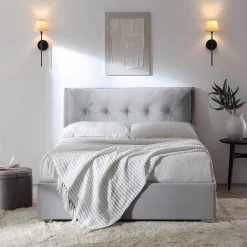 Hadley Grey Velvet Ottoman Storage Bed 13 Hadley Grey Velvet Ottoman Storage Bed -The Furniture Shop JAH 010 GREYVEL scene1