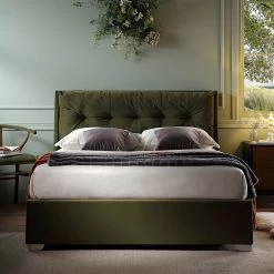 Hadley Moss Green Velvet Ottoman Storage Bed -The Furniture Shop JAH 010 MOSS VEL scene1