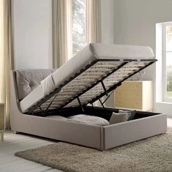Hadley Stone Fabric Ottoman Storage Bed -The Furniture Shop JAH 010 SAND FAB scene2