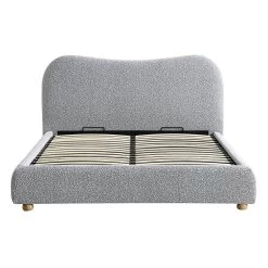 Egerie Curved Headboard Mist Grey Boucle Ottoman Storage Bed -The Furniture Shop JAH 011 GREY BOUCLE WB1