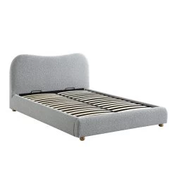 Egerie Curved Headboard Mist Grey Boucle Ottoman Storage Bed -The Furniture Shop JAH 011 GREY BOUCLE WB2