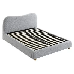 Egerie Curved Headboard Mist Grey Boucle Ottoman Storage Bed -The Furniture Shop JAH 011 GREY BOUCLE WB4