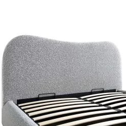 Egerie Curved Headboard Mist Grey Boucle Ottoman Storage Bed -The Furniture Shop JAH 011 GREY BOUCLE detail1