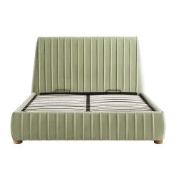 Helia Pleated Ottoman Storage Bed, Lichen Velvet -The Furniture Shop JAH 012 LICHEN VEL WB1