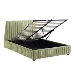 Helia Pleated Ottoman Storage Bed, Lichen Velvet -The Furniture Shop JAH 012 LICHEN VEL WB3