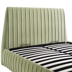 Helia Pleated Ottoman Storage Bed, Lichen Velvet -The Furniture Shop JAH 012 LICHEN VEL detail1