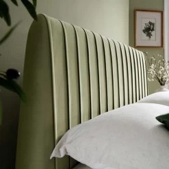 Helia Pleated Ottoman Storage Bed, Lichen Velvet -The Furniture Shop JAH 012 LICHEN VEL scene3