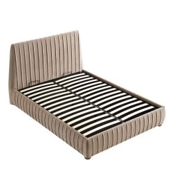 Helia Pleated Ottoman Storage Bed, Taupe Velvet -The Furniture Shop JAH 012 MINK VEL WB4