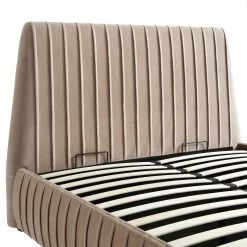 Helia Pleated Ottoman Storage Bed, Taupe Velvet -The Furniture Shop JAH 012 MINK VEL detail1