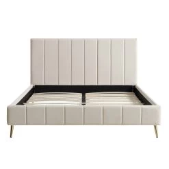 Sylvie Velvet Upholstered Bed Frame With Golden Chrome Legs, Champagne Velvet -The Furniture Shop JAH 06 CHAMPVEL WB1