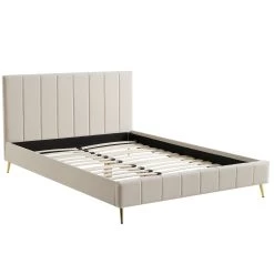 Sylvie Velvet Upholstered Bed Frame With Golden Chrome Legs, Champagne Velvet -The Furniture Shop JAH 06 CHAMPVEL WB3