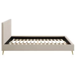 Sylvie Velvet Upholstered Bed Frame With Golden Chrome Legs, Champagne Velvet -The Furniture Shop JAH 06 CHAMPVEL WB4