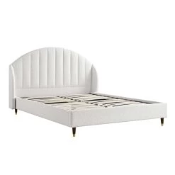 Eleanor White Boucle Upholstered Bed Frame With Domed Headboard -The Furniture Shop JAH 08 ECRU BOU WB2