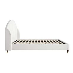 Eleanor White Boucle Upholstered Bed Frame With Domed Headboard -The Furniture Shop JAH 08 ECRU BOU WB4