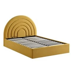 Archer Mustard Yellow Velvet Ottoman Storage Bed -The Furniture Shop JAH 09 MUSTVEL WB1